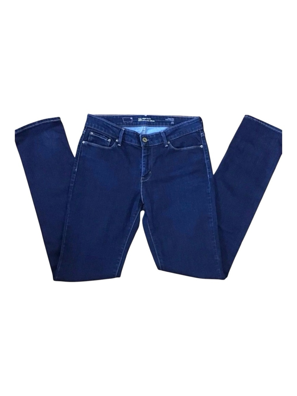 Levi’s Slight Curve Mid Rise Straight Leg Jeans Dark Wash Stretch Women Size 28